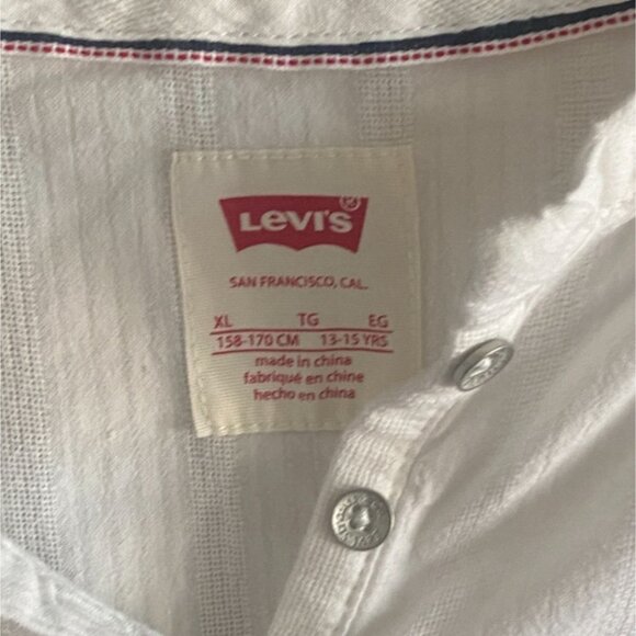 Levi's Youth Light Weight Ruffle Sleeve Blouse-White-Size XL-GUC - Picture 6 of 8